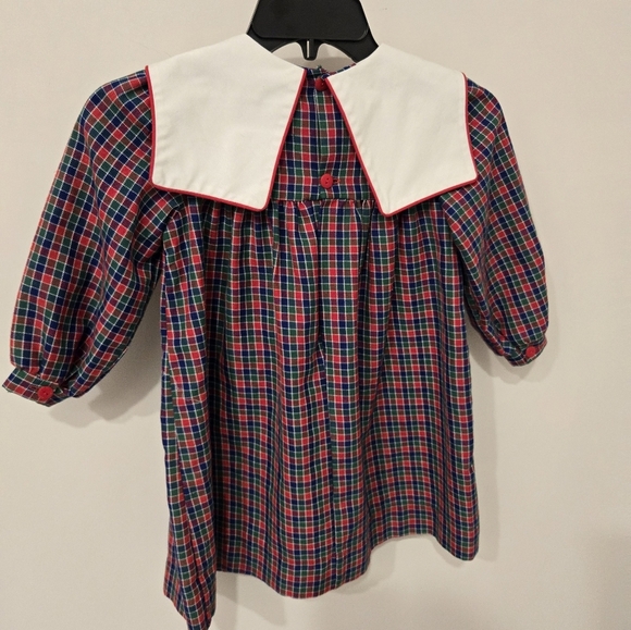 Vintage Plaid Toddler Dress with Snowman Embroidery - Picture 5 of 6